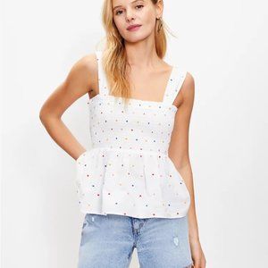 LOFT Smocked Polka Dot Babydoll Tank